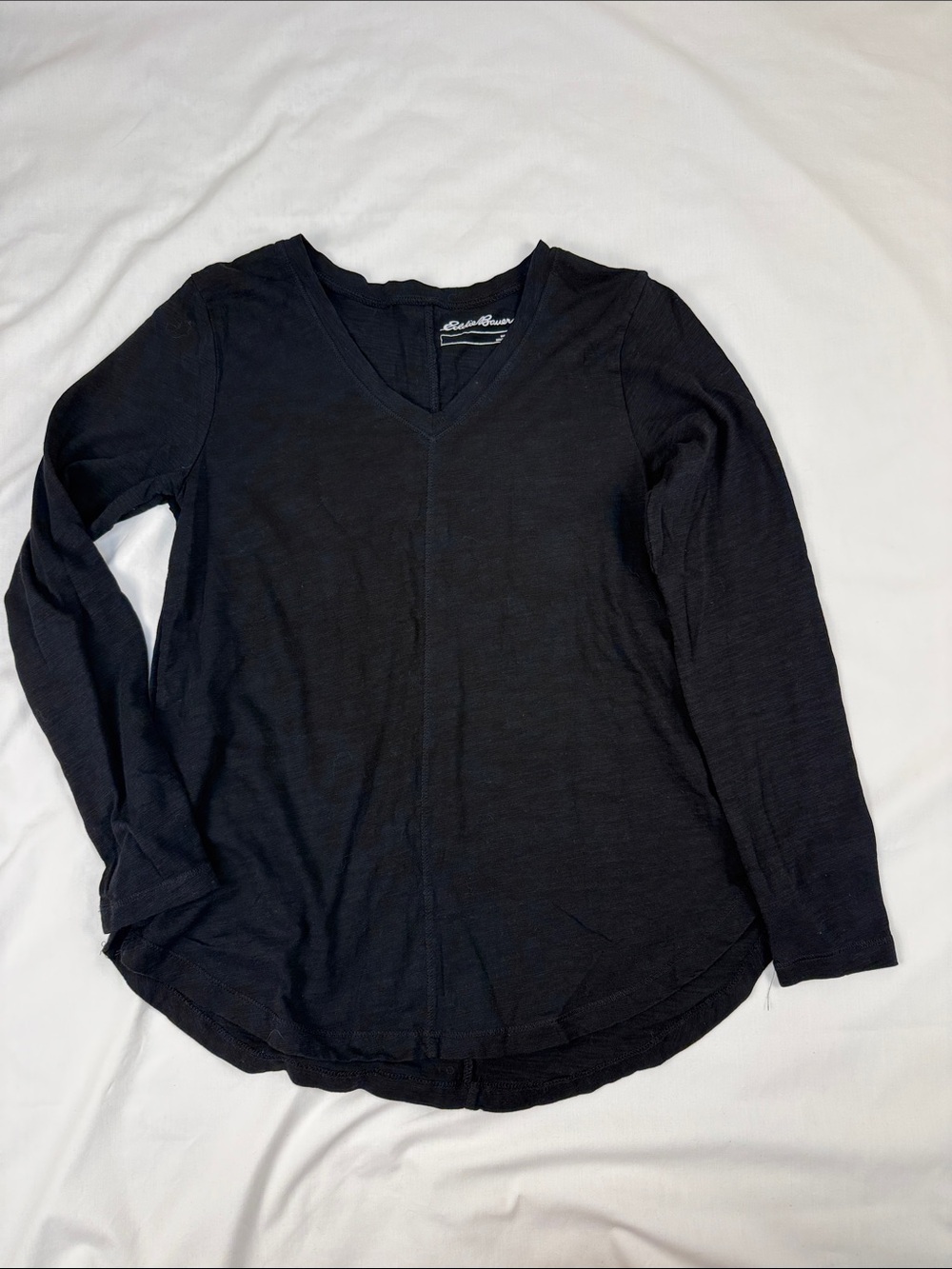 Eddie Bauer Black V-Neck Long Sleeve Tee Sz XS